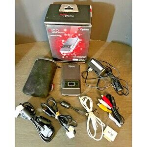 Optoma Pico Pocket Projector PKA21 Complete w/Box Cords WORKS 70" Apple Ipod Kit